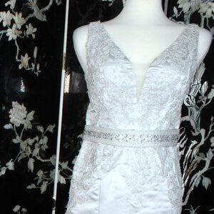 BEADED COCKTAIL DRESS GRAY SMALL (MOTHER OF BRIDE) NWOT